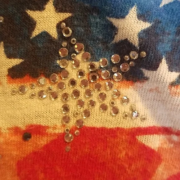 American Flag Rhinestone Tee Shirt - Picture 3 of 4